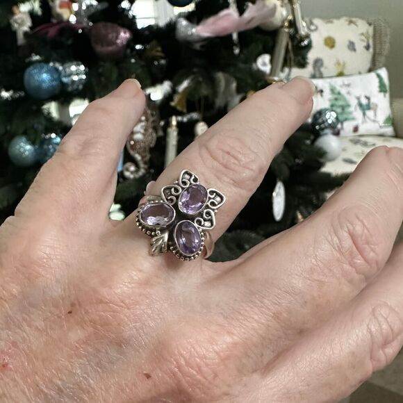 Amethyst Sterling Silver Ring Size 8 - Picture 1 of 11